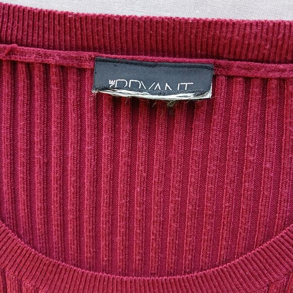 Lane Bryant Red Ribbed Striped Sweater Large missing tags 3/4 sleeves crew neck - Picture 6 of 11